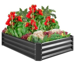 Outdoor Metal Raised Garden Bed for Vegetables, Flowers, Herbs