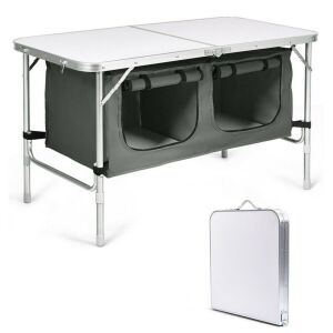 Height-Adjustable Folding Camping Table - Gray