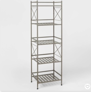 Threshold,Square Tube 5 Tier Decorative Storage Cabinets Brushed Nickel, L:ike New, retail - $50