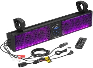 BOSS Audio Systems BRT26RGB ATV UTV 26" Sound Bar System, IPX5 Rated Weatherproof, Bluetooth Audio, Amplified, 4 inch Speakers, 1 Inch Tweeters, USB Port, RGB Multicolor Illumination - Appears New, Untested 