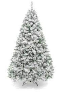 Premium Snow Flocked Artificial Pine Christmas Tree w/ Foldable Metal Base