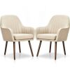 Set of 2 Fabric Upholstered Accent Chairs with Wooden Legs