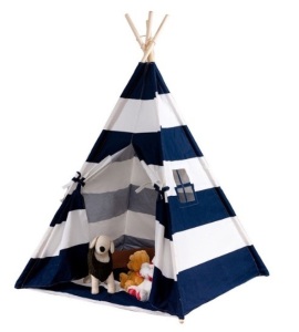 5' White & Blue Portable Indian Children Sleeping Dome Play Tent, Appears New/Box Damaged