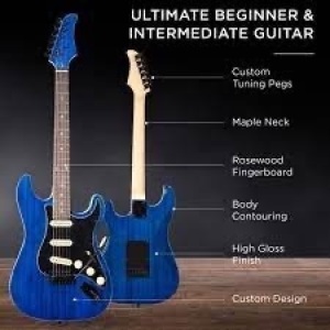 Beginner Electric Guitar Kit w/ Case, Tremolo Bar - 39in