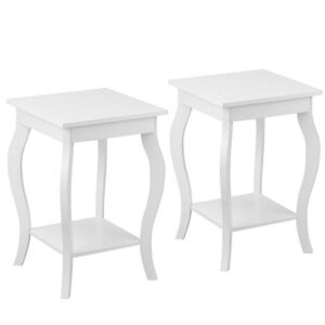 Set of (2) Accent Side Tables with Shelf