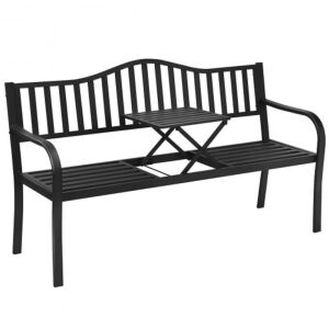 Patio Garden Bench with Adjustable Center Table 