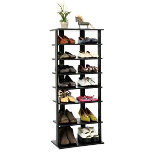 7-Tier Wooden Shoe Rack - Black