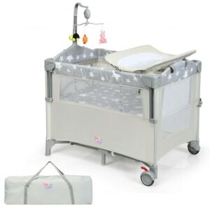 Portable Baby Bassinet Crib with Diaper Changer - Beige 