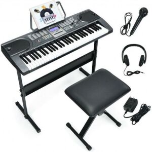 61-Key Electronic Keyboard Piano Starter Set with Stand, Bench and Headphones 