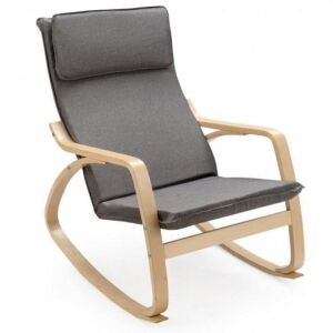 Modern Bentwood Rocking Chair Fabric Upholstered 