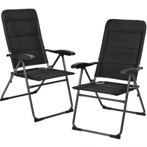 Set of (2) Reclining Patio Chairs - Black