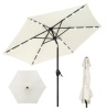 Outdoor Solar Patio Umbrella w/ Push Button Tilt, Crank Lift - 7.5ft