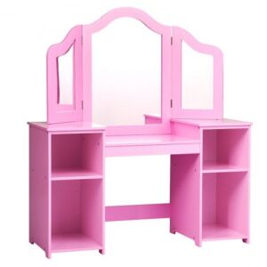 Kids Tri-Folding Mirror Vanity Table Set