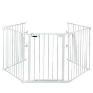 115" 5-Panel Adjustable Fireplace Fence-White