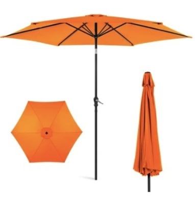 Outdoor Steel Market Patio Umbrella Decoration w/ Tilt, Crank Lift - 10ft