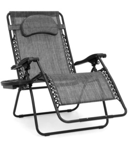 Oversized Reclining Zero Gravity Chair Lounger w/ Cup Holder, Pillow, Appears New