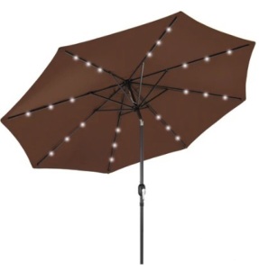 Solar LED Lighted Patio Umbrella w/ Tilt Adjustment, UV-Resistance - 10ft