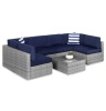 7-Piece Modular Wicker Sectional Conversation Set w/ 2 Pillows, Cover