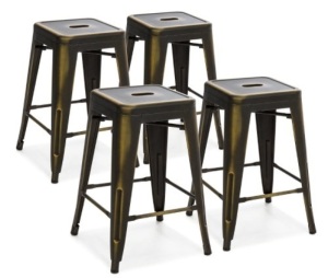 Best Choice Products 24in Metal Industrial Distressed Bar Counter Stools, Set of 4, Copper