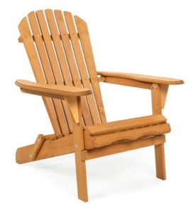 Folding Wooden Adirondack Chair Accent Furniture w/ Natural Finish - Brown, Appears New