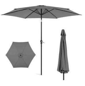 Outdoor Steel Market Patio Umbrella Decoration w/ Tilt, Crank Lift - 10ft