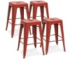 Best Choice Products 24in Metal Industrial Distressed Bar Counter Stools, Set of 4, Red