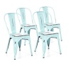 Best Choice Products Set of 4 Stacking Metal Distressed Industrial Style Dining Chairs, Blue