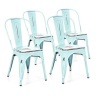 Best Choice Products Set of 4 Stacking Metal Distressed Industrial Style Dining Chairs, Blue, Appears New