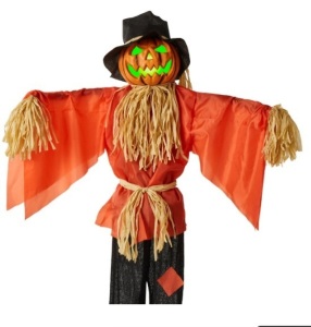 Husker The Corn Keeper Animatronic Scarecrow Halloween Decor w/ LED Eyes