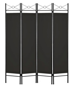 4-Panel Folding Privacy Screen Room Divider Decoration Accent, 6ft, Black