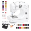 6V Portable Foot Pedal Sewing Machine w/ 12 Stitch Patterns, Gray/White