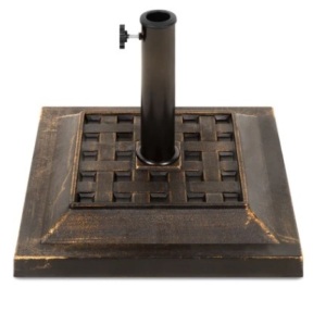 26lb Steel Square Patio Umbrella Base Stand, Basketweave Pattern