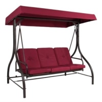 3-Seat Outdoor Canopy Swing Glider Furniture w/ Converting Flatbed Backrest