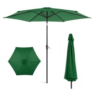 Outdoor Steel Market Patio Umbrella Decoration w/ Tilt, Crank Lift - 10ft, Green 