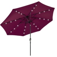 Solar LED Lighted Patio Umbrella w/ Tilt Adjustment, UV-Resistance - 10ft, Burgundy