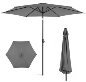 Outdoor Steel Market Patio Umbrella Decoration w/ Tilt, Crank Lift - 10ft, Gray
