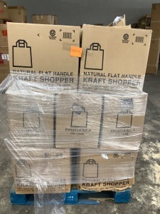 Pallet of Natural Flat Handle Kraft Shopping Bags