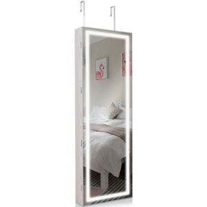 Mirrored Jewelry Cabinet - Wall-Mounted, Touch Screen, LED Lights