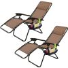 Set of (2) Folding Patio Chairs - Brown
