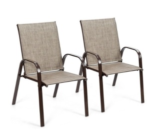 2 Pcs Patio Chairs Outdoor Dining Chair With Armrest-Gray, Appears New