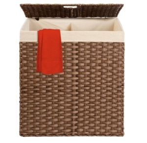 Double Laundry Hamper Basket w/ Easy Assembly, Liner Bag, Appears New