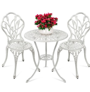 3-Piece Cast Aluminum Patio Bistro Furniture Set 