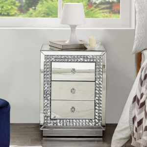 MIREO Mirrored Nightstand with 3-Drawers