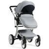 Folding Aluminum Infant Bassinet Reversible Baby Stroller w/ Diaper Bag