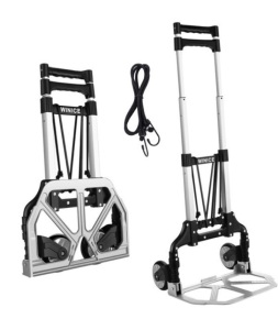 WINICE Max Load 165 Lbs Folding Hand Truck Dolly Luggage CartsOne-button Unfold Durable Sturdy for Industrial/Travel/Shopping, Cart with Telescoping Handle and Elastic Ropes, Like New, retail - $37.99