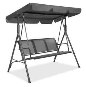 3-Seater Outdoor Canopy Swing Glider Bench w/ Textilene Fabric, Steel Frame, Ecommerce Return, May be missing Hardware