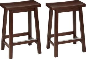 Set of (2) Solid Wood Bar Stools