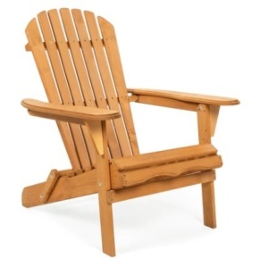 Folding Wooden Adirondack Chair Accent Furniture w/ Natural Finish - Brown