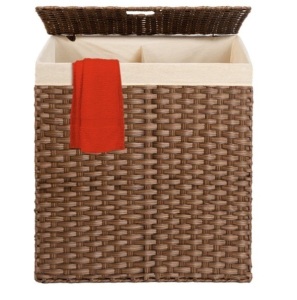 Double Laundry Hamper Basket w/ Easy Assembly, Liner Bag, Appears New