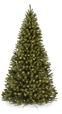 Pre-Lit Artificial Spruce Christmas Tree w/ Foldable Metal Base, 4.5ft